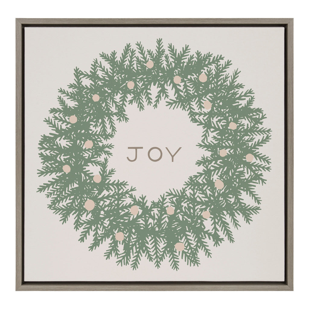 Sylvie Joy Wreath Green Framed Canvas by Hannah Beisang