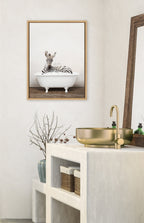 Sylvie Baby Zebra in Rustic Bath Framed Canvas by Amy Peterson Art Studio