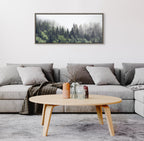 Sylvie Lush Green Forest On A Foggy Day Framed Canvas by The Creative Bunch Studio