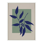 Sylvie Colorful Retro Botanical Green and Blue Framed Canvas by The Creative Bunch Studio