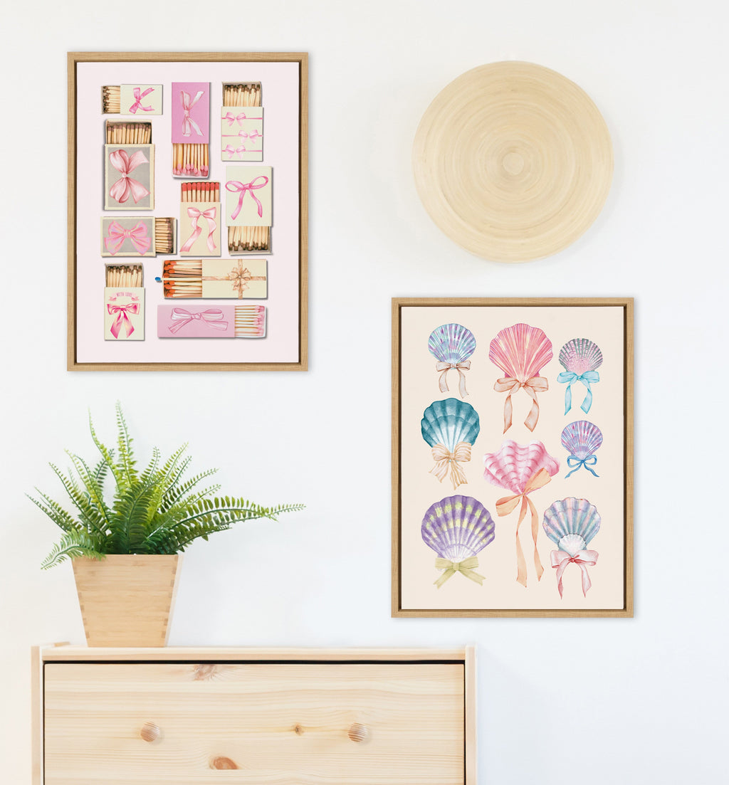 Sylvie Seashell Bows Framed Canvas by Honey Island Studio