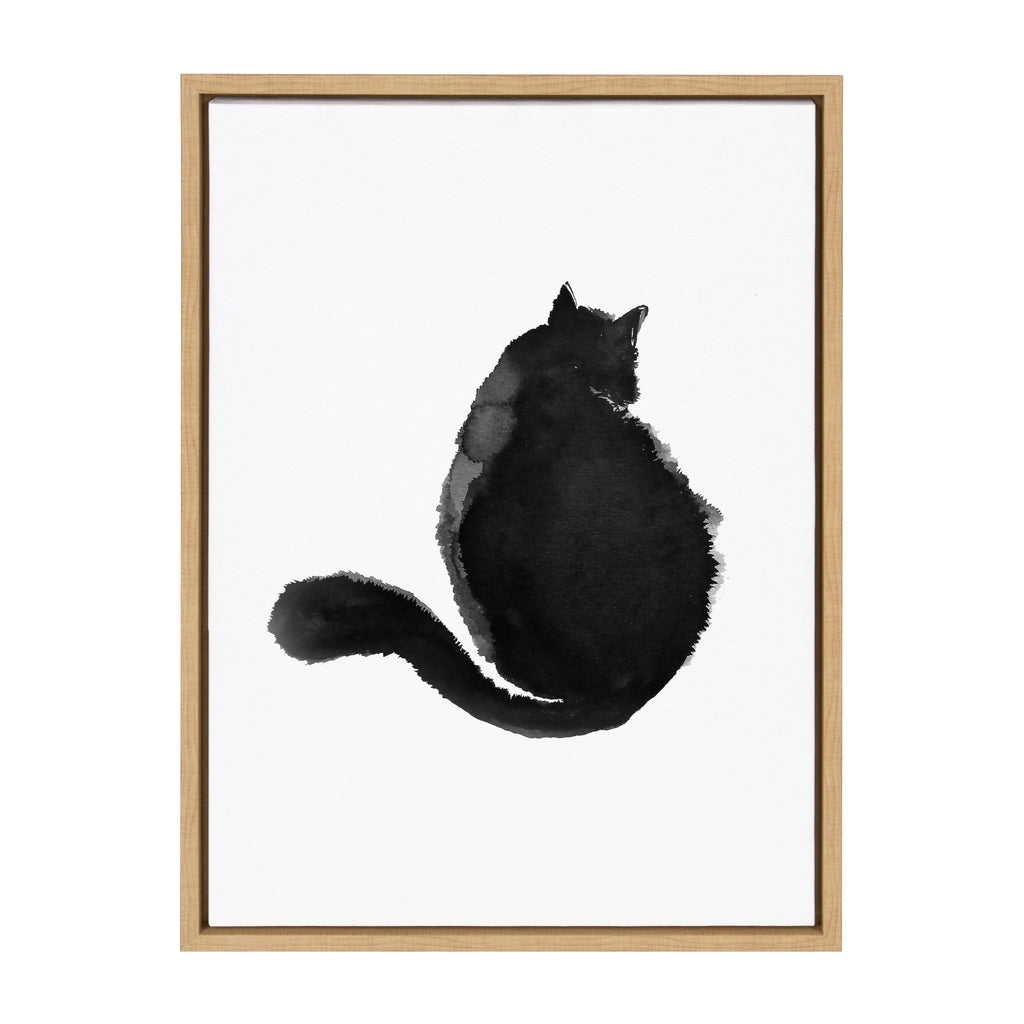 Sylvie Cute Cat BW Framed Canvas by Viola Kreczmer