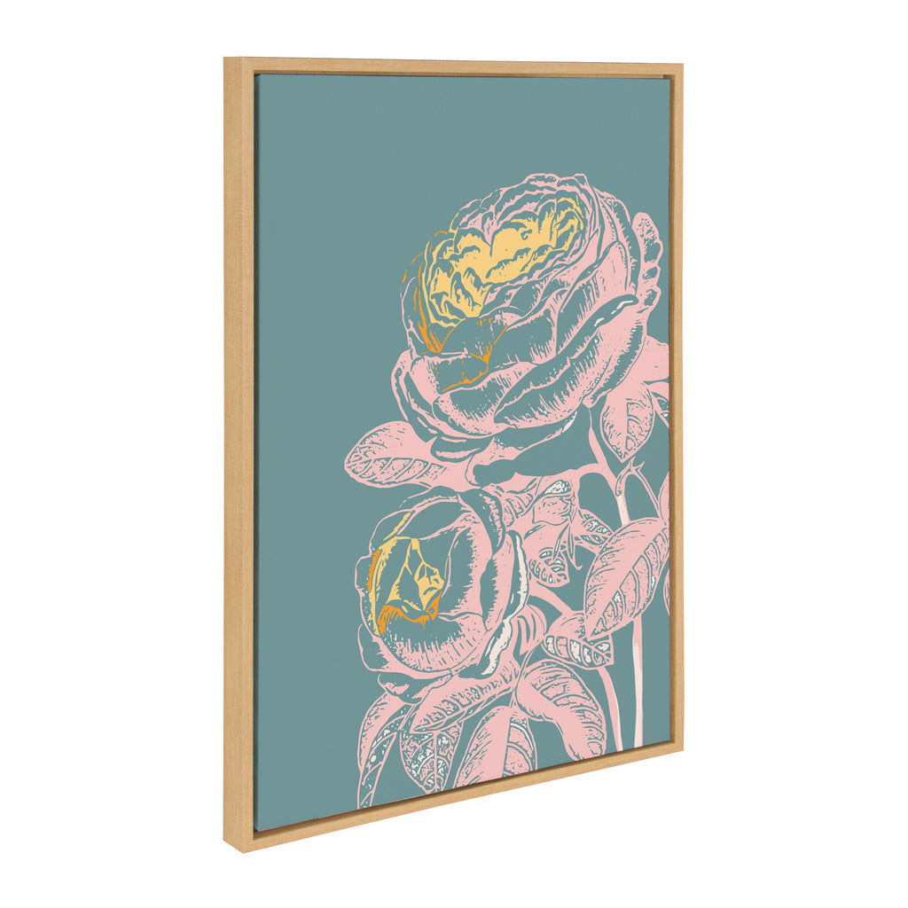 Sylvie Floral in Teal Framed Canvas by Apricot and Birch