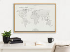 Sylvie World Map Sketch Framed Canvas by Teju Reval of SnazzyHues