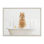 Sylvie Alpaca In Bubble Bath Neutral Style Framed Canvas by Amy Peterson Art Studio