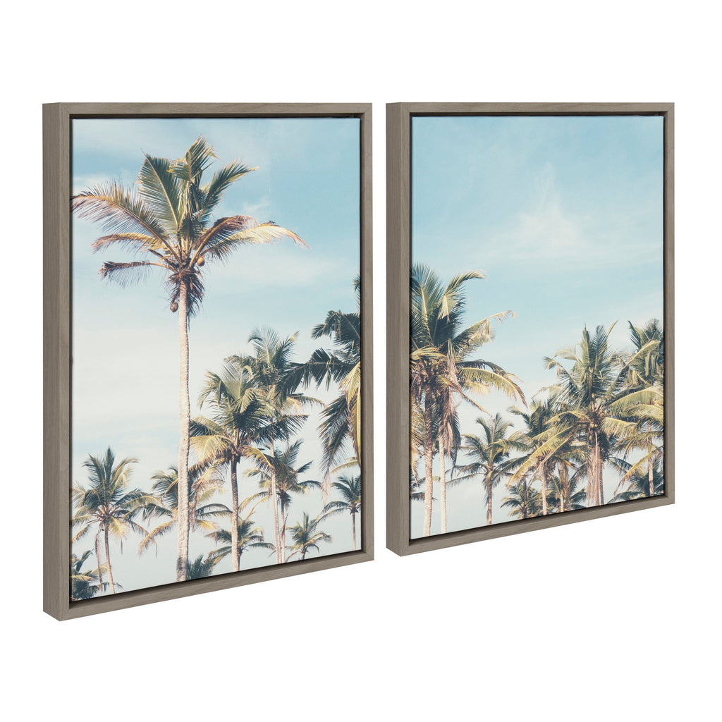 Sylvie Coastal Coconut Palm Tree Beach Framed Canvas Set by The Creative Bunch Studio