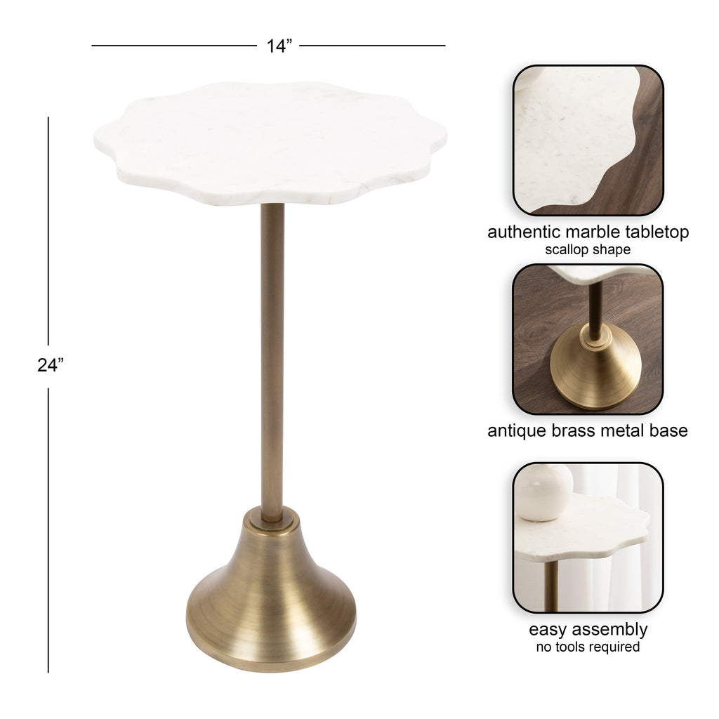 Sanzo Scalloped Marble and Metal Table