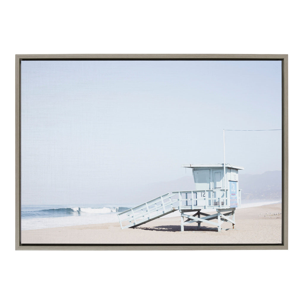 Sylvie Pale Blue Life Guard Tower Framed Canvas by Caroline Mint