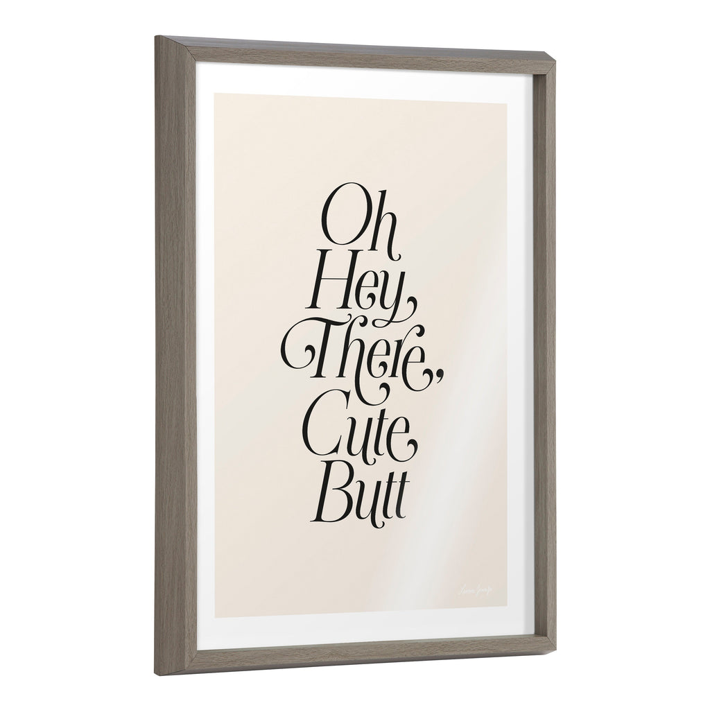 Blake Nice Butt Framed Printed Glass by Leonora Jennifer Benza of Yellow Heart Art