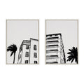 Sylvie Miami Beach Architecture Retro Art Deco Framed Canvas Art Set by The Creative Bunch Studio