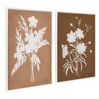 Sylvie Beaded Spring Floral Silhouette 2 Clay White and Spring Floral Silhouette 11 Bark White Framed Canvas Art Set by Heather Dutton