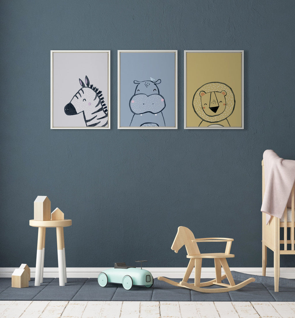 Sylvie Inky Hippo Framed Canvas by Lauradidthis