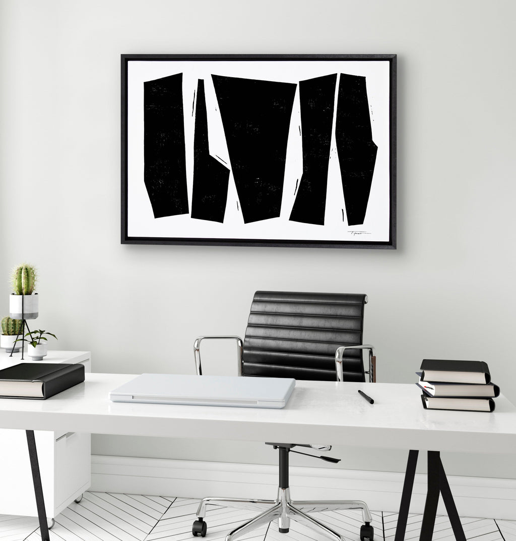 Sylvie Colliding Shapes Framed Canvas by Statement Goods