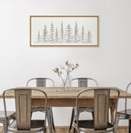 Sylvie Minimalist Evergreen Trees Sketch Framed Canvas by The Creative Bunch Studio
