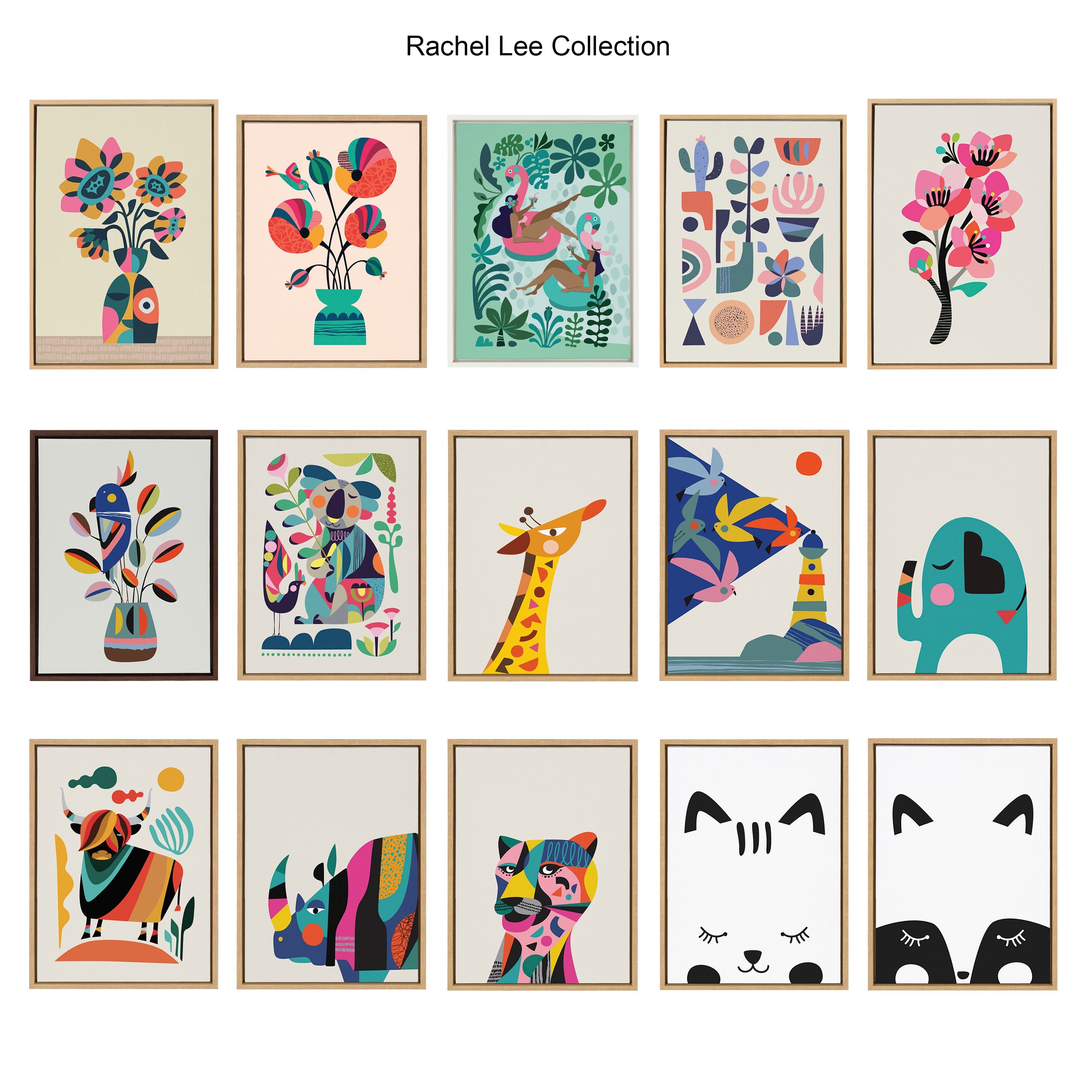 Sylvie Mid Century Modern Hibiscus Framed Canvas by Rachel Lee of My Dream Wall
