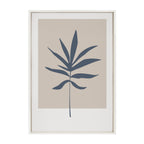 Sylvie Muted Tan and Blue Colorblock Botanical Leaf Framed Canvas by The Creative Bunch Studio