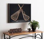 Sylvie Lacrosse Sticks Framed Canvas by Shawn St. Peter