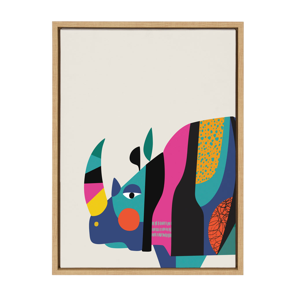 Sylvie Mid Century Modern Rhino Framed Canvas by Rachel Lee of My Dream Wall