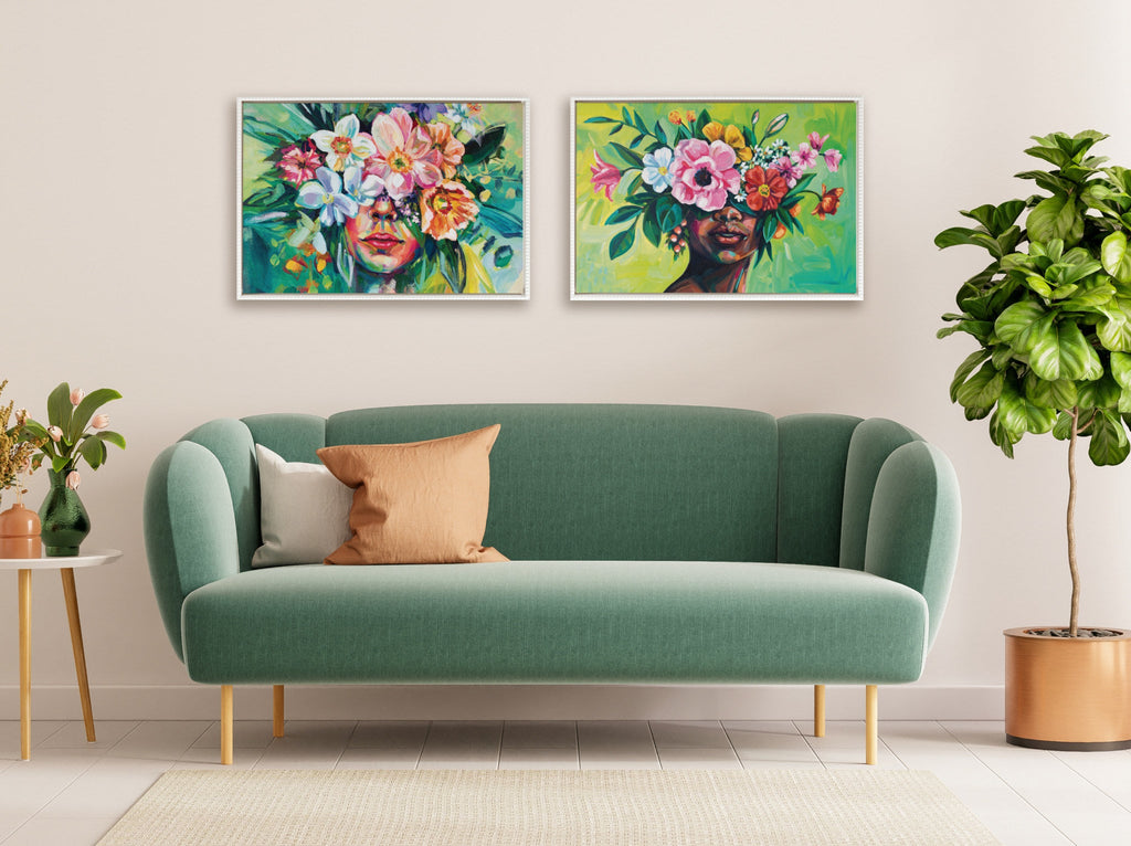 Sylvie Beaded She Chose to Flourish Framed Canvas by Rachel Christopoulos
