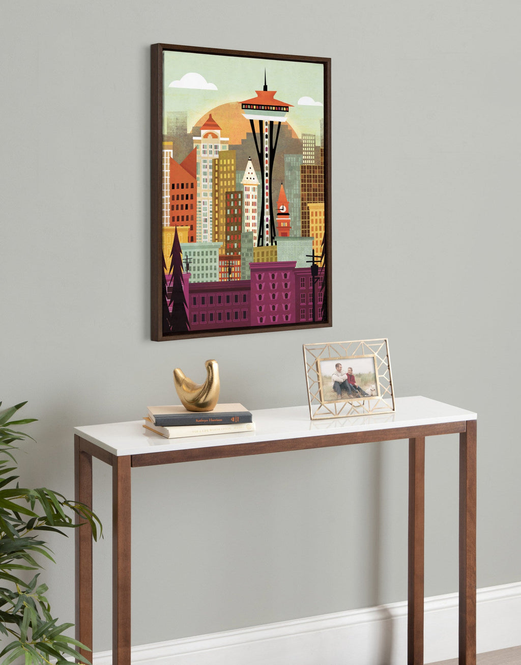Sylvie Seattle Skyline Framed Canvas by Amber Leaders Designs