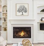 Sylvie Traditional Tree Linen Textured Framed Canvas by The Creative Bunch Studio