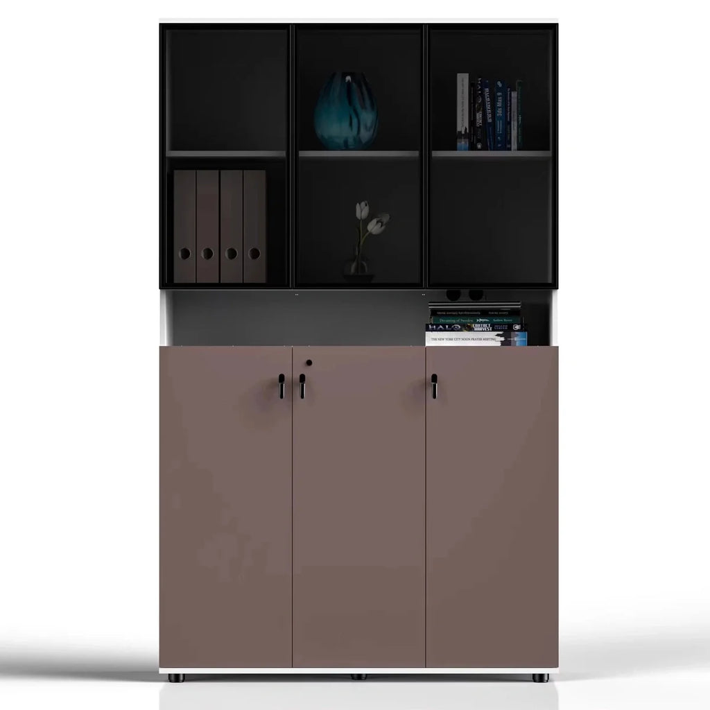 Thurby · Office Cabinet w/ Glass Panel Display Shelves