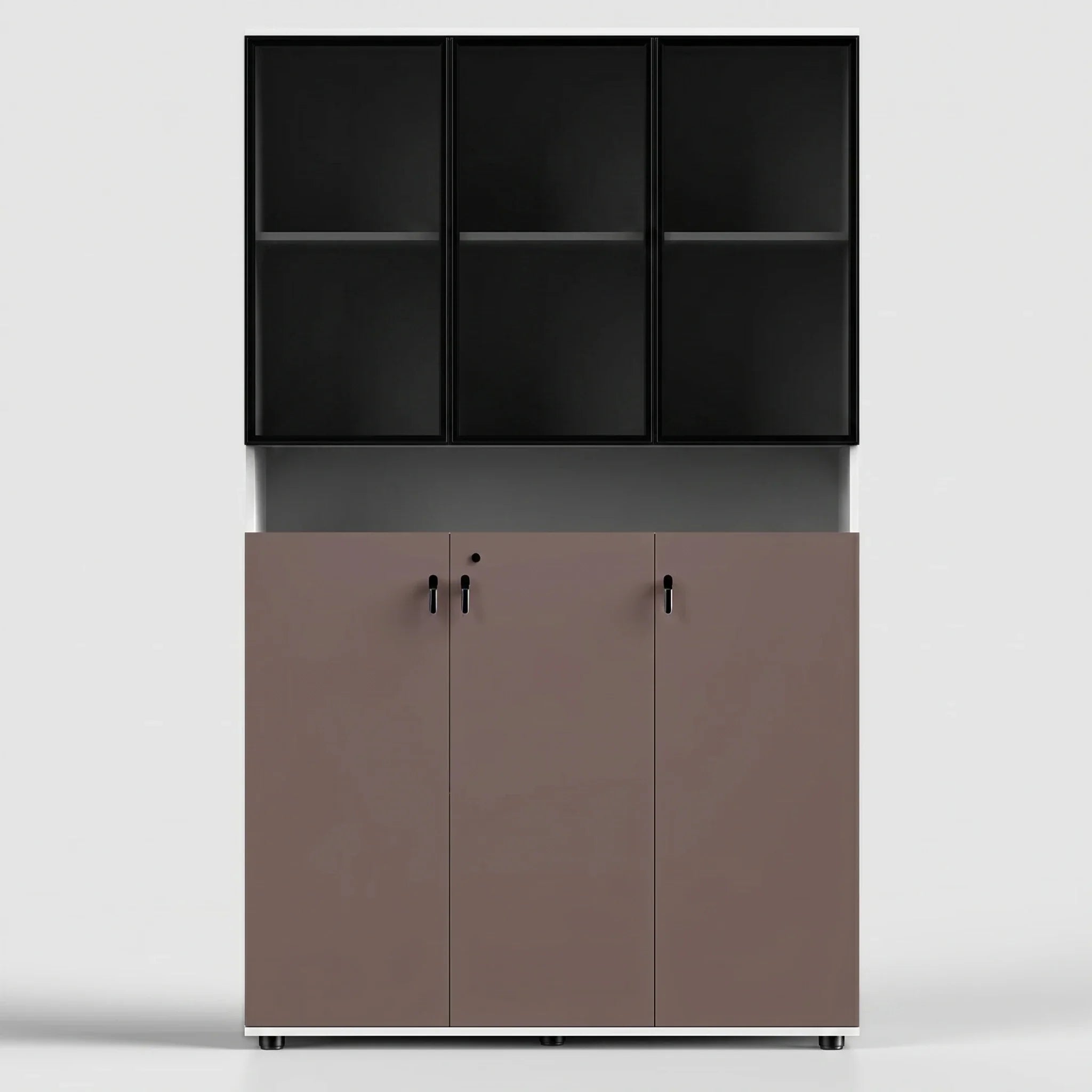 Thurby · Office Cabinet w/ Glass Panel Display Shelves