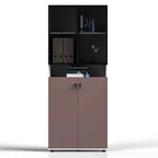 Thurby · Office Cabinet w/ Glass Panel Display Shelves