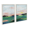Sylvie Golden Peach Coast l and II Framed Canvas Art Set by Nikita Jariwala