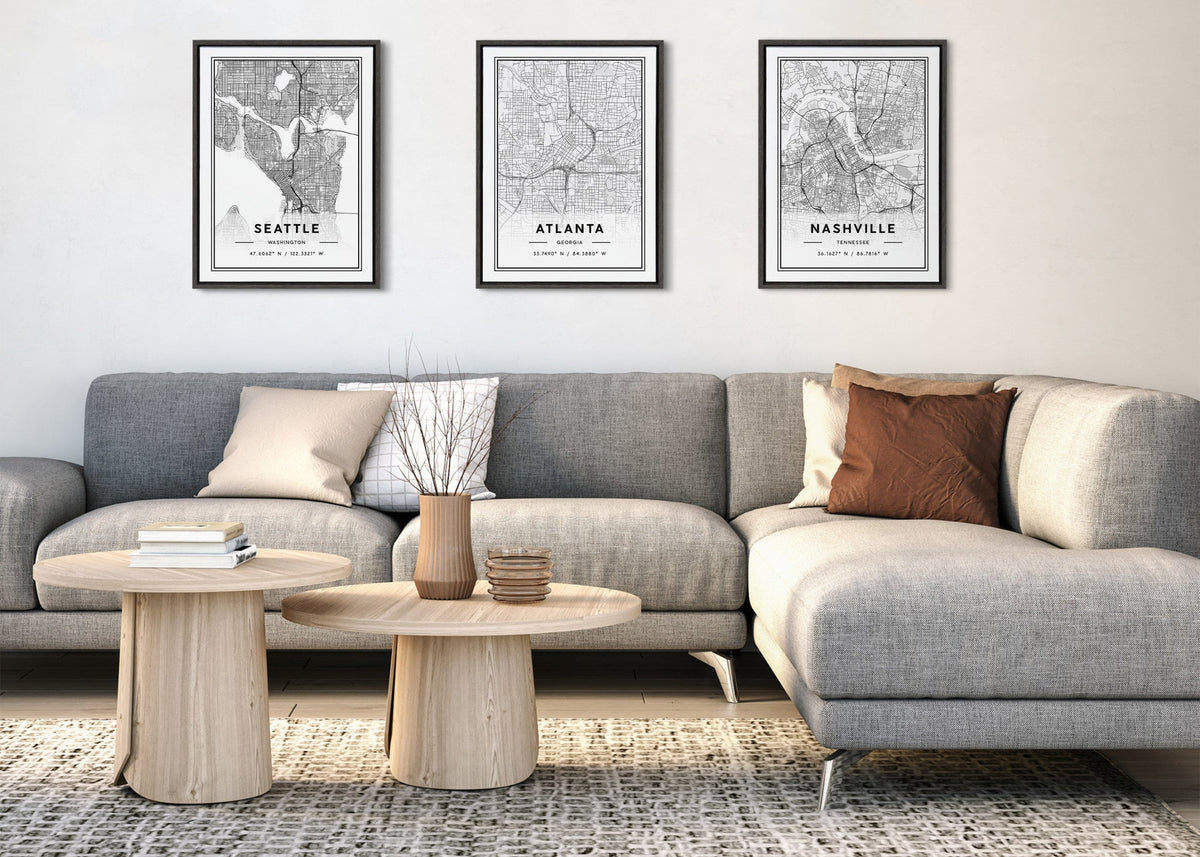 Sylvie Atlanta Modern Map Framed Canvas by Jake Goossen