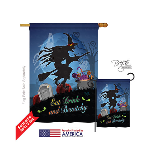 Breeze Decor 12005 Halloween Bewitchy 2-Sided Vertical Impression House Flag - 28 X 40 In.