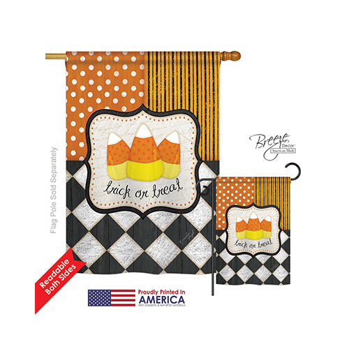 Breeze Decor 12056 Halloween Trick Or Treat 2-Sided Vertical Impression House Flag - 28 X 40 In.