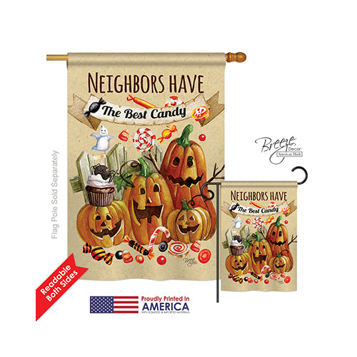 Breeze Decor 12067 Halloween Neighbors Candy 2-Sided Vertical Impression House Flag - 28 X 40 In.