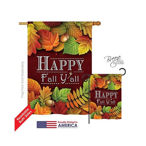 Breeze Decor 13005 Harvest & Autumn Happy Fall Y All 2-Sided Vertical Impression House Flag - 28 X 40 In.