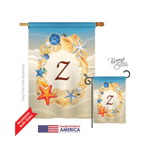 Breeze Decor 30182 Summer Z Monogram 2-Sided Vertical Impression House Flag - 28 X 40 In.