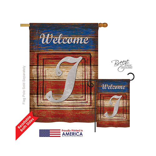 Breeze Decor 30113 Patriotic I Monogram 2-Sided Vertical Impression House Flag - 28 X 40 In.