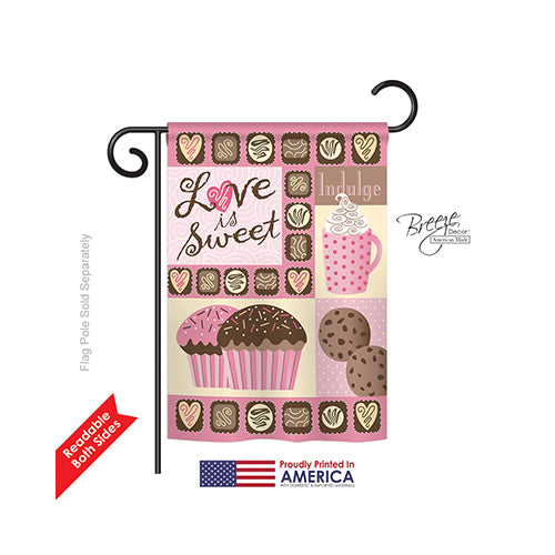 Breeze Decor 51048 Valentines Love Is Sweet 2-Sided Impression Garden Flag - 13 X 18.5 In.