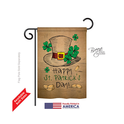 Breeze Decor 52031 St Pats St Pats Hat 2-Sided Impression Garden Flag - 13 X 18.5 In.