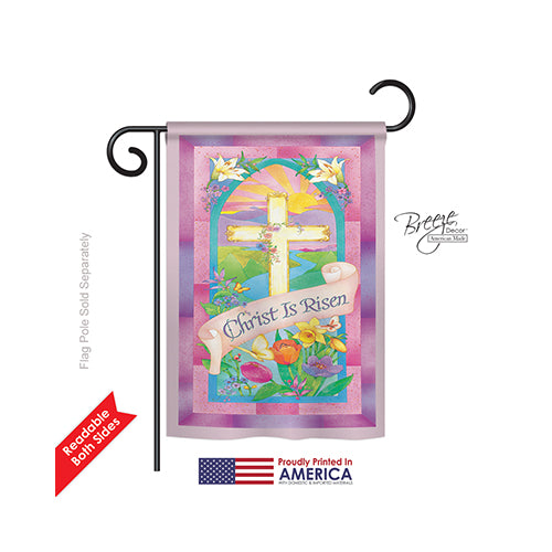 Breeze Decor 53043 Easter Christ Is Risen 2-Sided Impression Garden Flag - 13 X 18.5 In.
