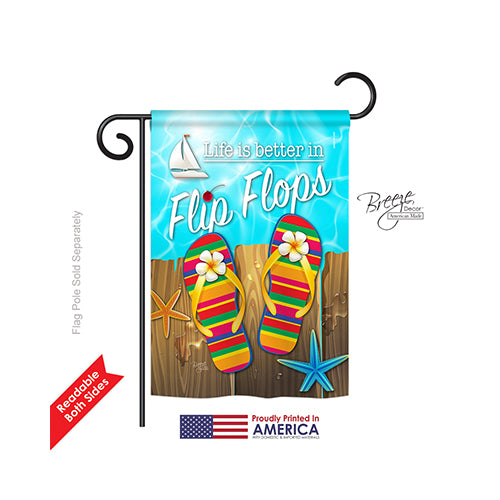 Breeze Decor 56003 Summer Better In Flip Flops 2-Sided Impression Garden Flag - 13 X 18.5 In.