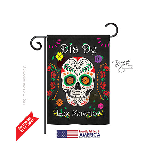 Breeze Decor 62009 Halloween Dia De Los Muertos 2-Sided Impression Garden Flag - 13 X 18.5 In.