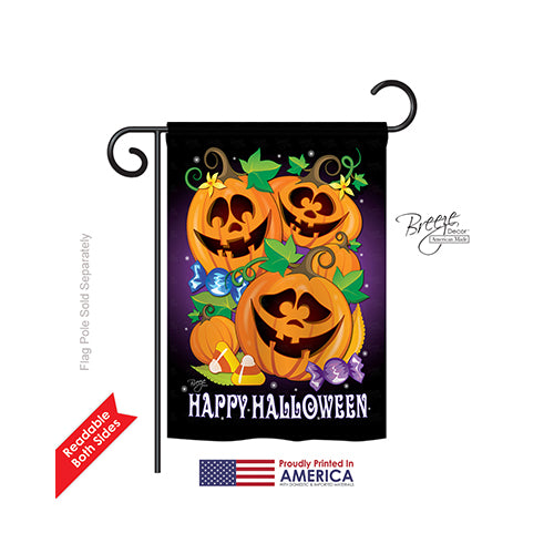 Breeze Decor 62049 Halloween Happy Pumpkins 2-Sided Impression Garden Flag - 13 X 18.5 In.