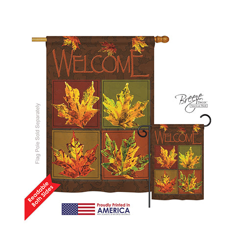Breeze Decor 13048 Harvest & Autumn Fall Leaves Collage 2-Sided Vertical Impression House Flag - 28 X 40 In.