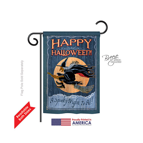 Breeze Decor 62063 Halloween A Spooky Night To All 2-Sided Impression Garden Flag - 13 X 18.5 In.