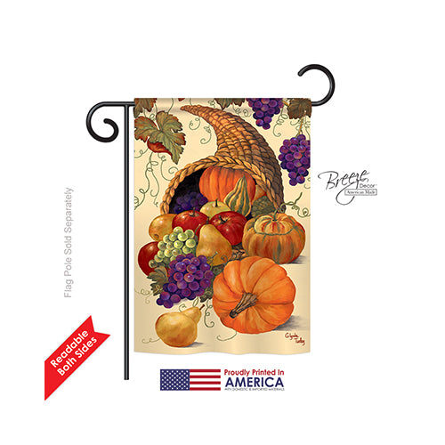 Breeze Decor 63041 Harvest & Autumn Cornucopia 2-Sided Impression Garden Flag - 13 X 18.5 In.