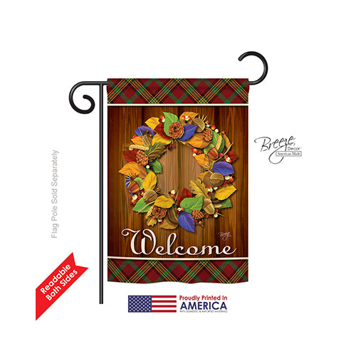 Breeze Decor 63036 Thanksgiving Fall Wreath 2-Sided Impression Garden Flag - 13 X 18.5 In.