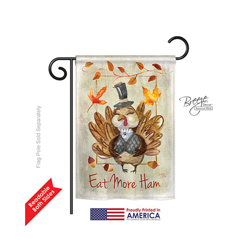 Breeze Decor 63056 Thanksgiving Eat More 2-Sided Impression Garden Flag - 13 X 18.5 In.