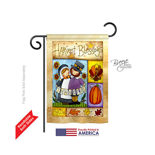 Breeze Decor 63057 Thanksgiving Thankful Pilgrims 2-Sided Impression Garden Flag - 13 X 18.5 In.