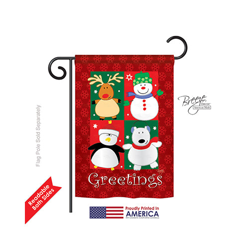Breeze Decor 64063 Christmas Pals Greetings 2-Sided Impression Garden Flag - 13 X 18.5 In.