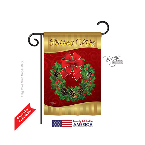 Breeze Decor 64078 Christmas Christmas Wishes 2-Sided Impression Garden Flag - 13 X 18.5 In.